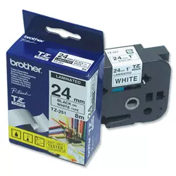 Bandă laminată Brother TZ251  8m/24mm negru/alb