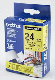 Bandă laminată Brother TZ651  8m/24mm negru/galben