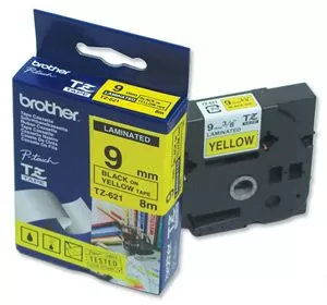 Banda laminata Brother TZ621 8m/9mm negru/galben