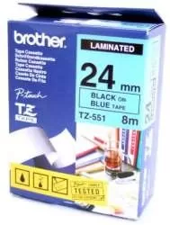 Bandă laminată Brother TZ551 TZ 8m/24mm negru/albastru