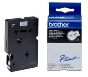 Bandă laminată Brother TC291  5m/9mm negru/alb