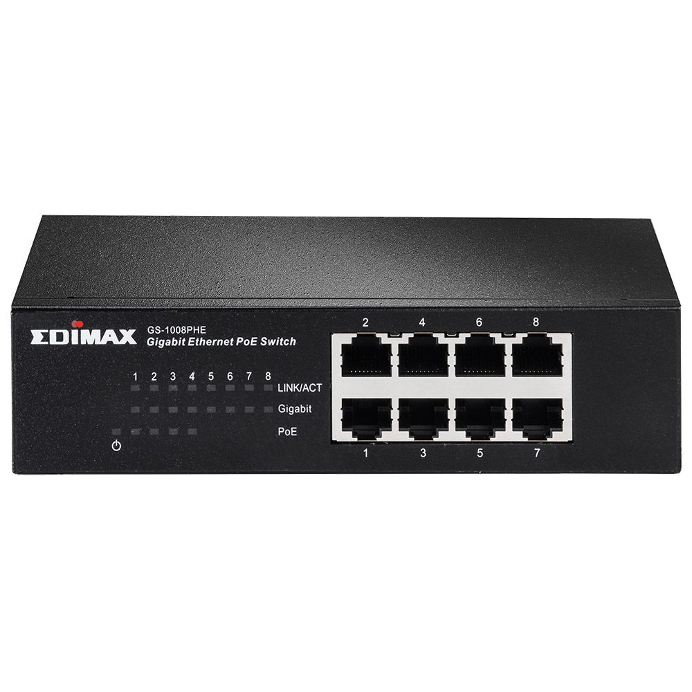 Switch Edimax GS-1008PHE fara management cu PoE 8x100Mbps-RJ45 (4xPoE)