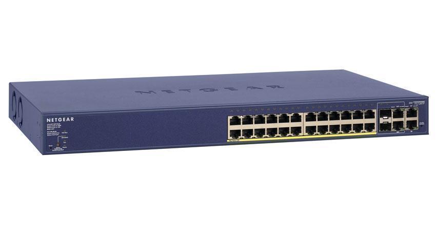 Switch Netgear FS728TP cu management cu PoE 24x100Mbps-RJ45 (PoE) + 4x1000Mbps-RJ45 (sau 2xSFP)