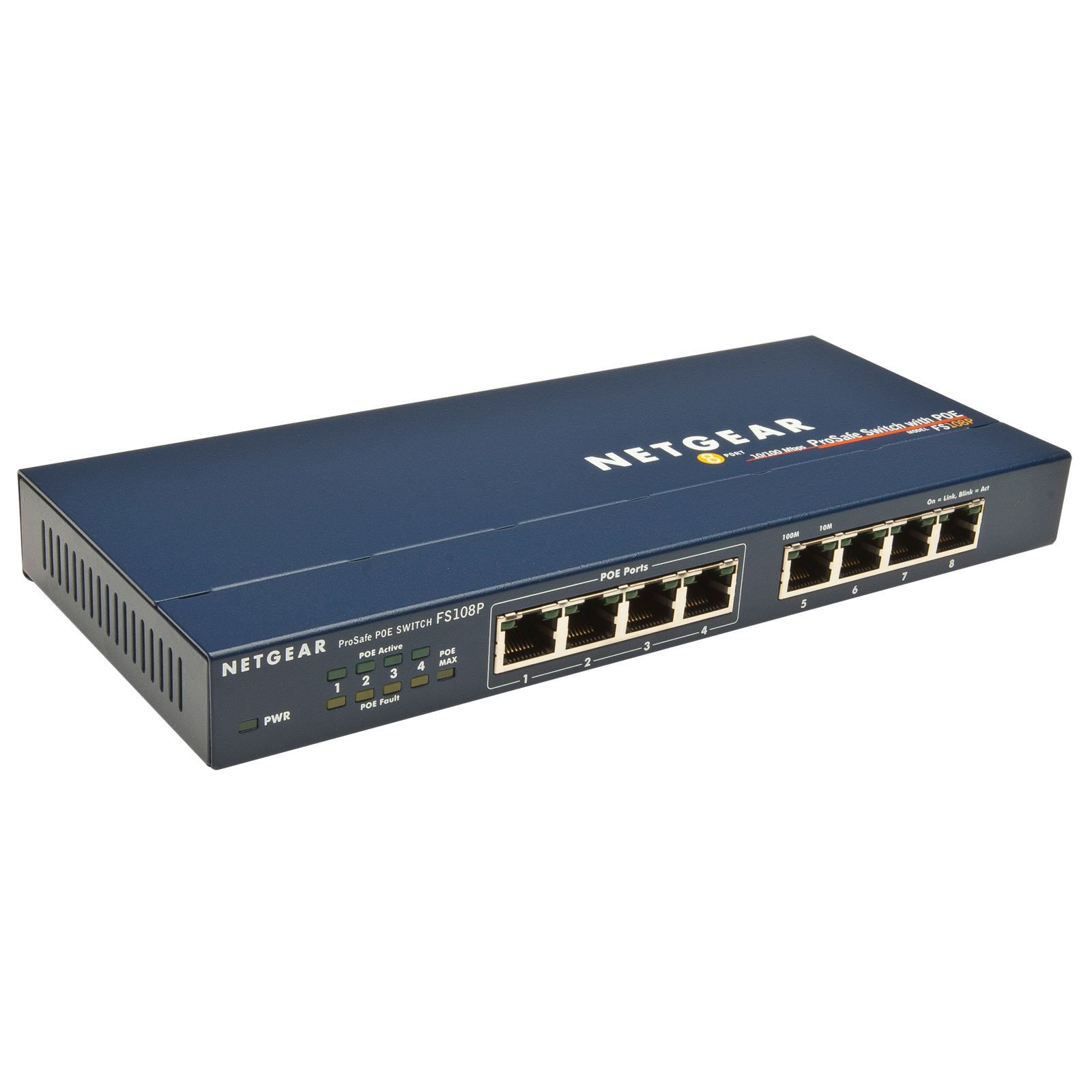 Switch Netgear FS108PEU fara management cu PoE 8x100Mbps-RJ45 (4xPoE)