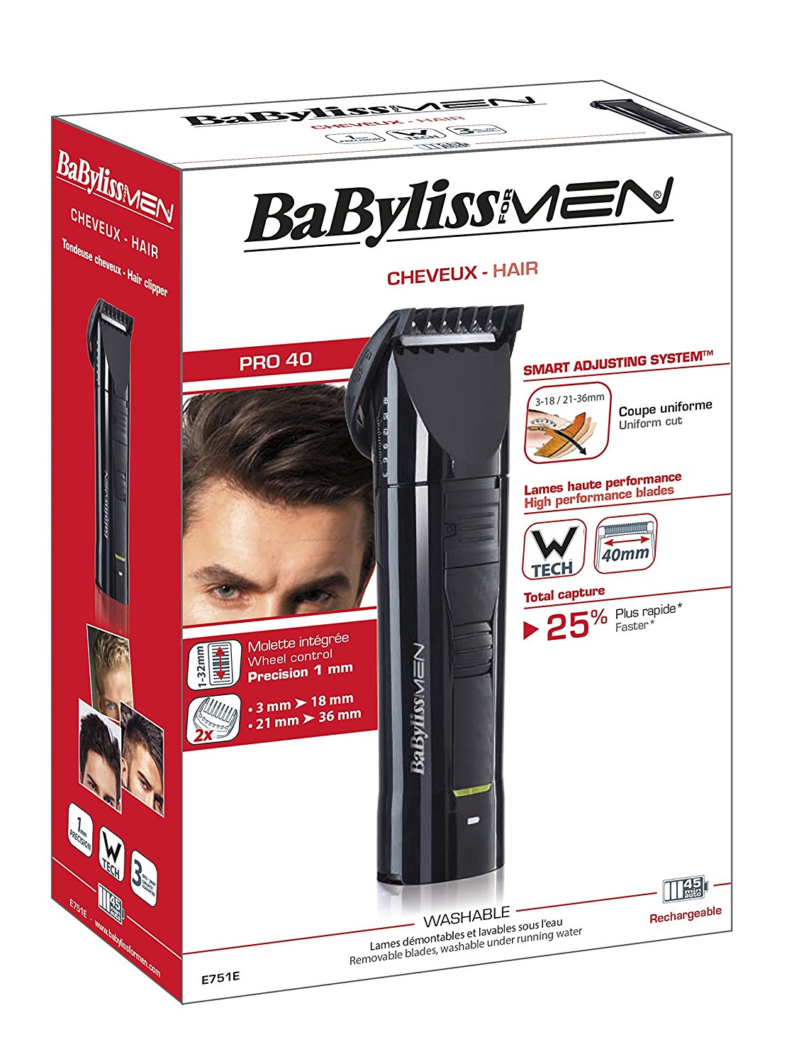 Aparat de tuns Babyliss E751E 5 trepte de taiere Negru