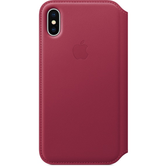 Husa Apple Leather Folio pentru iPhone X Berry