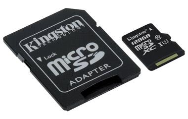 Card de memorie Kingston microSDXC Canvas Select 80R 128GB CL10 + adaptor SD