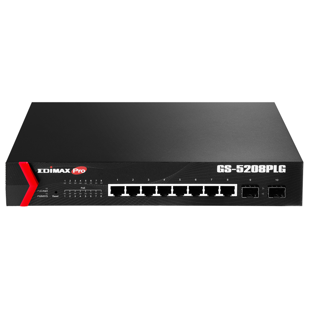 Switch Edimax GS-5208PLG fara management cu PoE 8x1000Mbps-RJ45 (8xPoE+) + 2xSFP