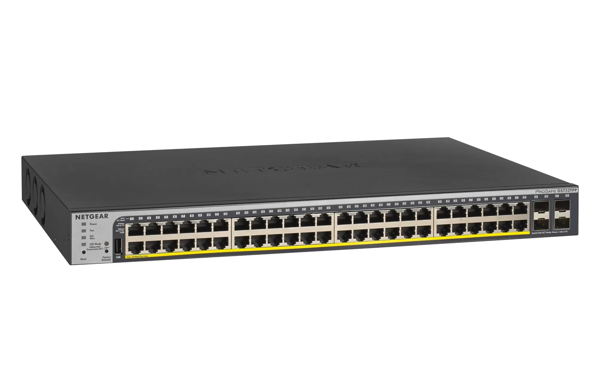 Switch Netgear GS752TPP fara management cu PoE 48x1000Mbps-RJ45 (48xPoE+) + 4xSFP