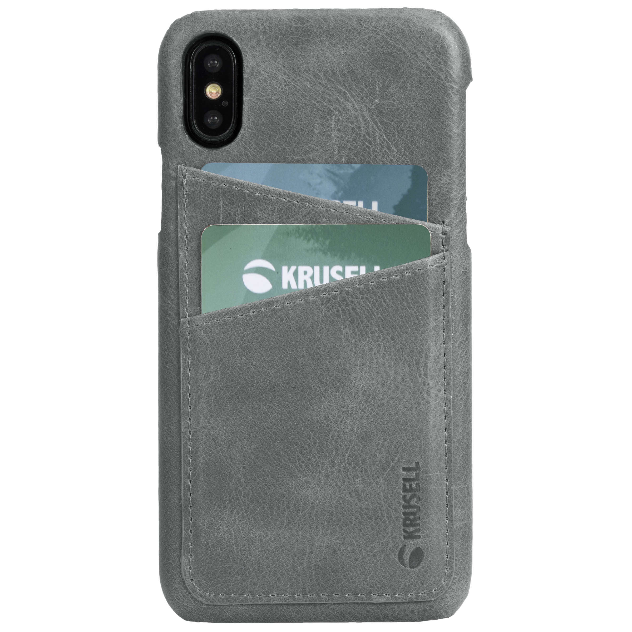 Capac protectie spate Krusell Sunne Cover 2 Card pentru Apple iPhone XS 5.8″ Leather Vintage Grey
