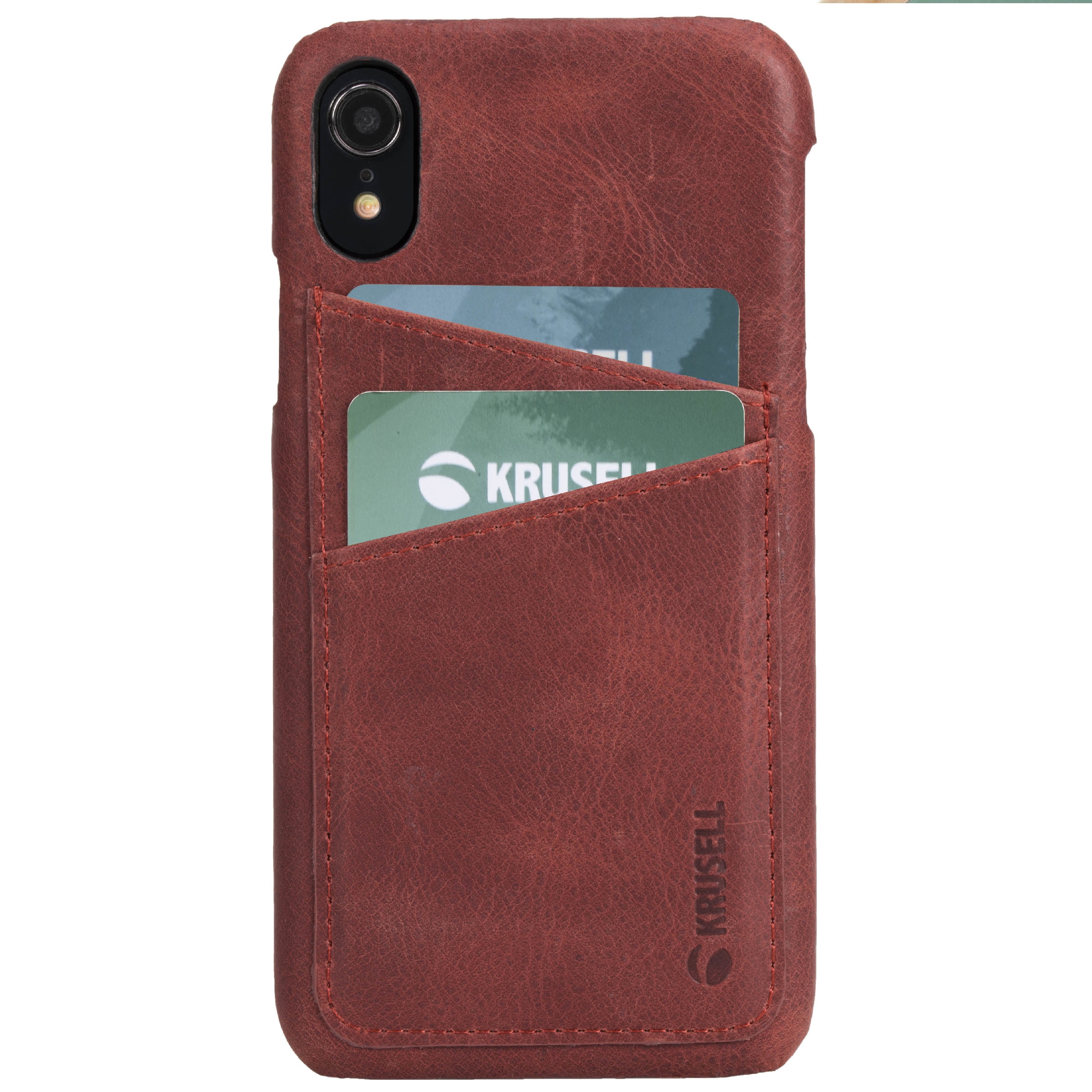 Capac protectie spate Krusell Sunne Cover 2 Card pentru Apple iPhone XR 6.1″ Leather Vintage Red