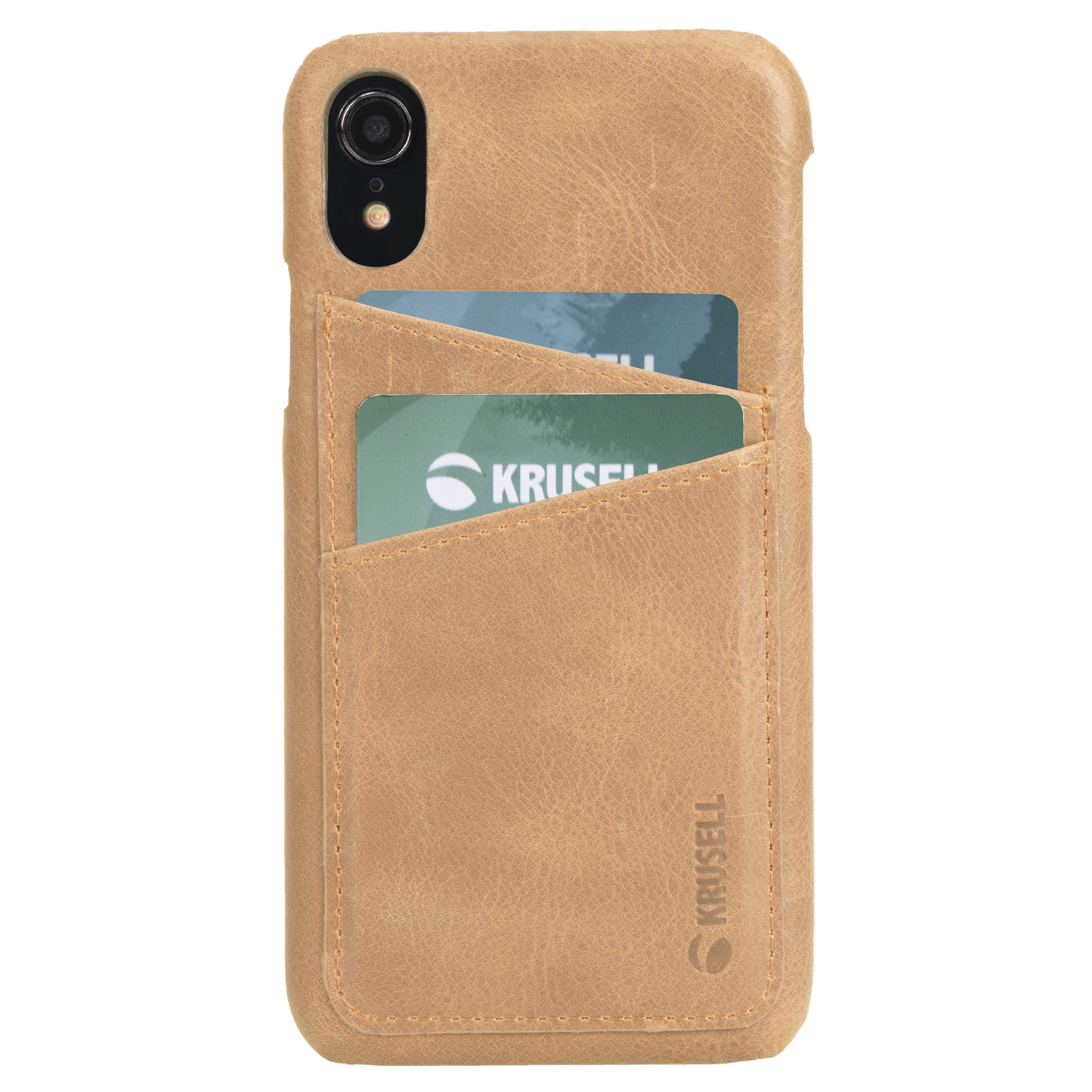 Capac protectie spate Krusell Sunne Cover 2 Card pentru Apple iPhone XR 6.1″ Leather Vintage Nude