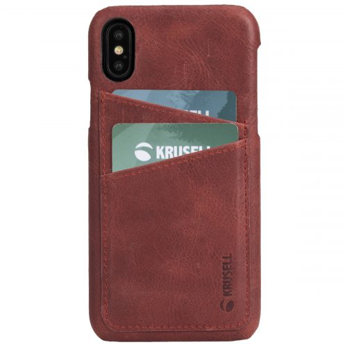 Capac protectie spate Krusell Sunne Cover 2 Card pentru Apple iPhone XS Max 6.5″ Leather Vintage Red
