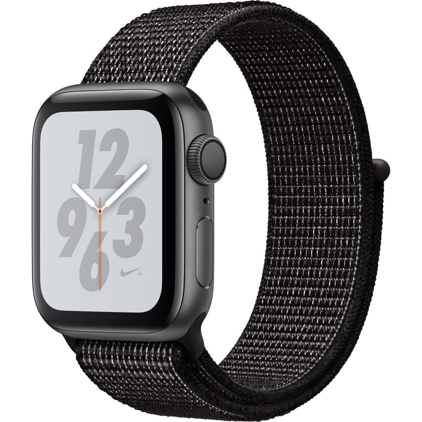 Smartwatch Apple Watch Nike+ Series 4 GPS 44mm Carcasa Space Grey Aluminium Bratara Black Nike Sport Loop