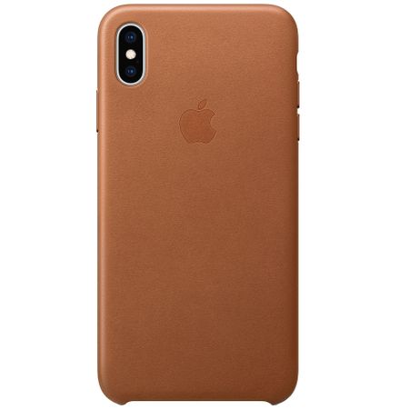 Capac protectie spate Apple Leather Case pentru iPhone XS Max Saddle Brown