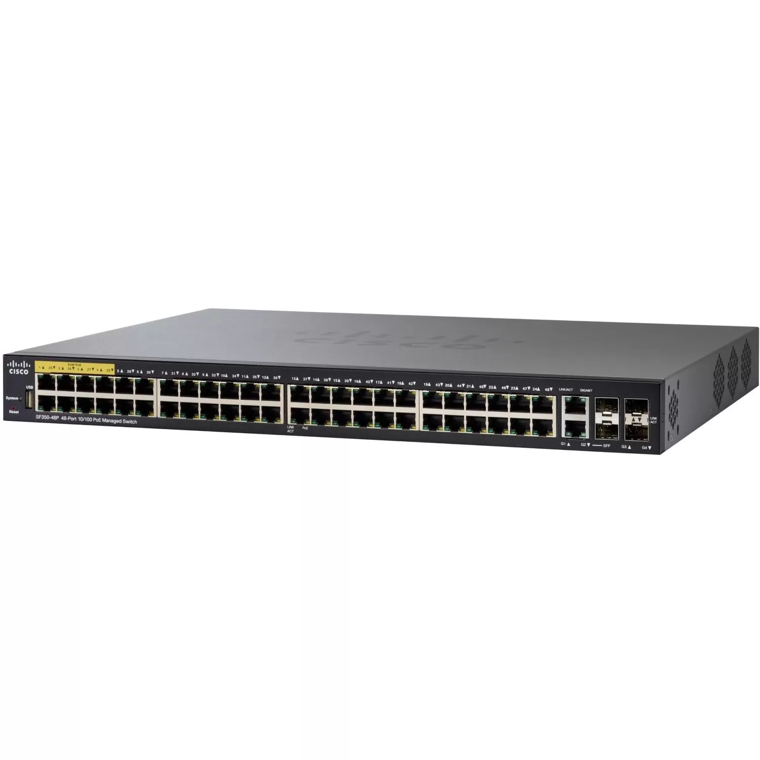 Switch Cisco SF350-48P-K9 cu PoE 48x100Mbps-RJ45 + 2xSFP