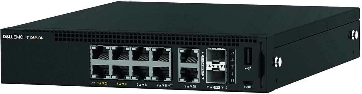 Switch Dell PowerSwitch N1108P cu management cu PoE 8x1000Mbps-RJ45 (4xPoE) + 2xSFP