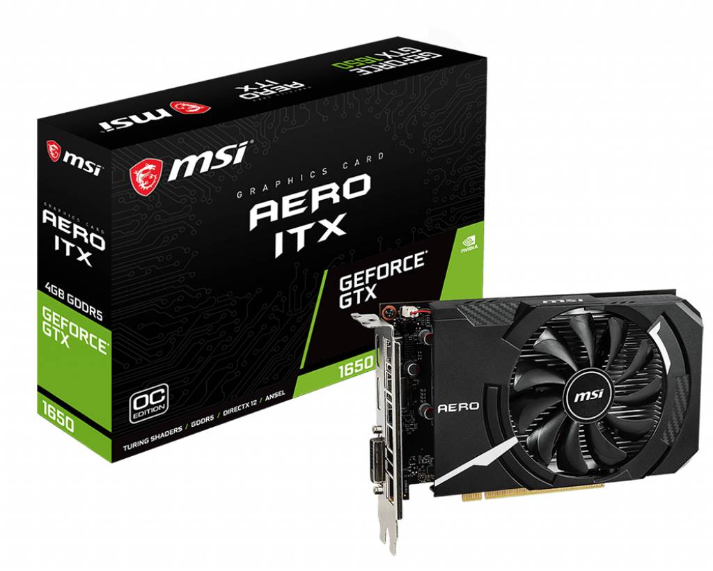 Placa Video MSI GeForce GTX 1650 AERO ITX 4G OC 4GB GDDR5 128 biti