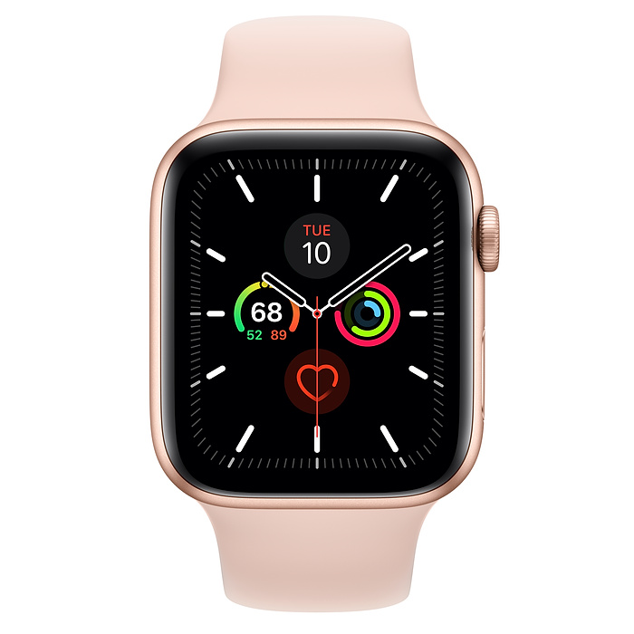 Smartwatch Apple Watch Series 5 GPS 44mm Carcasa Gold Aluminium Bratara Sport Pink Sand