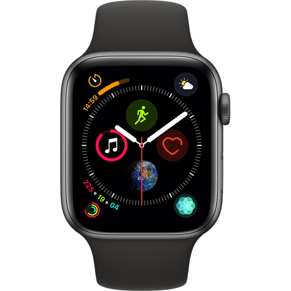 Smartwatch Apple Watch Series 4 GPS + Cellular 44mm 4G Carcasa Space Grey Aluminium Bratara Black Sport Band