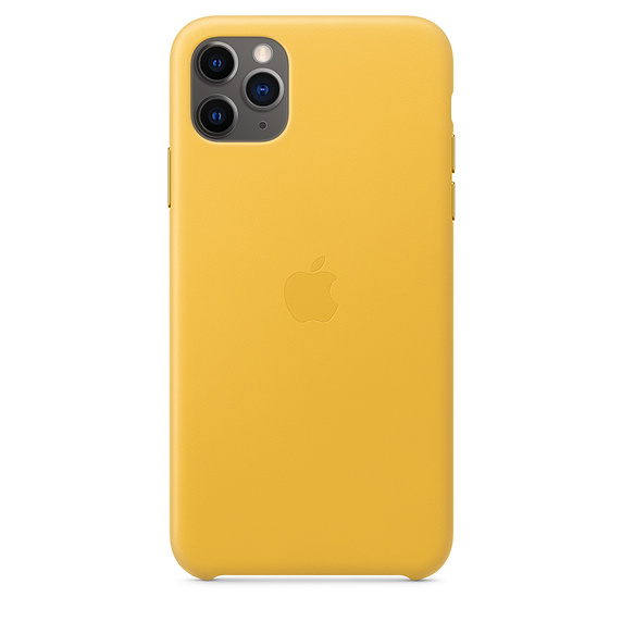 Capac protectie spate Apple Leather Case pentru iPhone 11 Pro Max Meyer Lemon