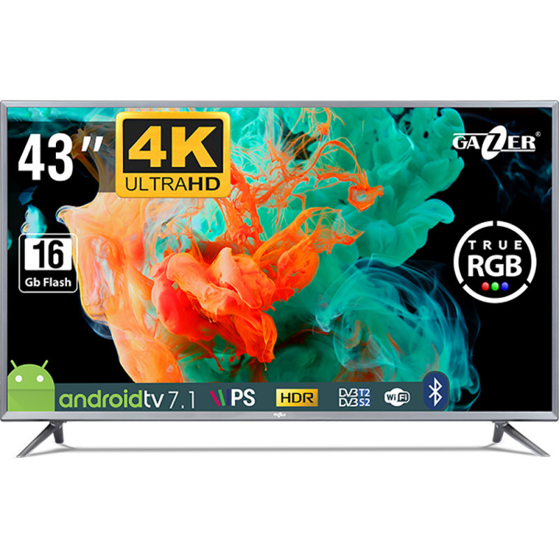 Televizor LED Gazer Smart TV TV43-US2G 109cm 4K Ultra HD HDR Negru/Gri