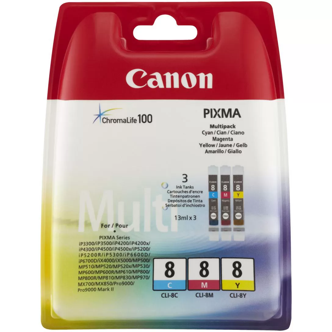 Pachet 3 Cartuse Inkjet Canon CLI-8 Cyan Magenta Yellow 3 x 420 pagini