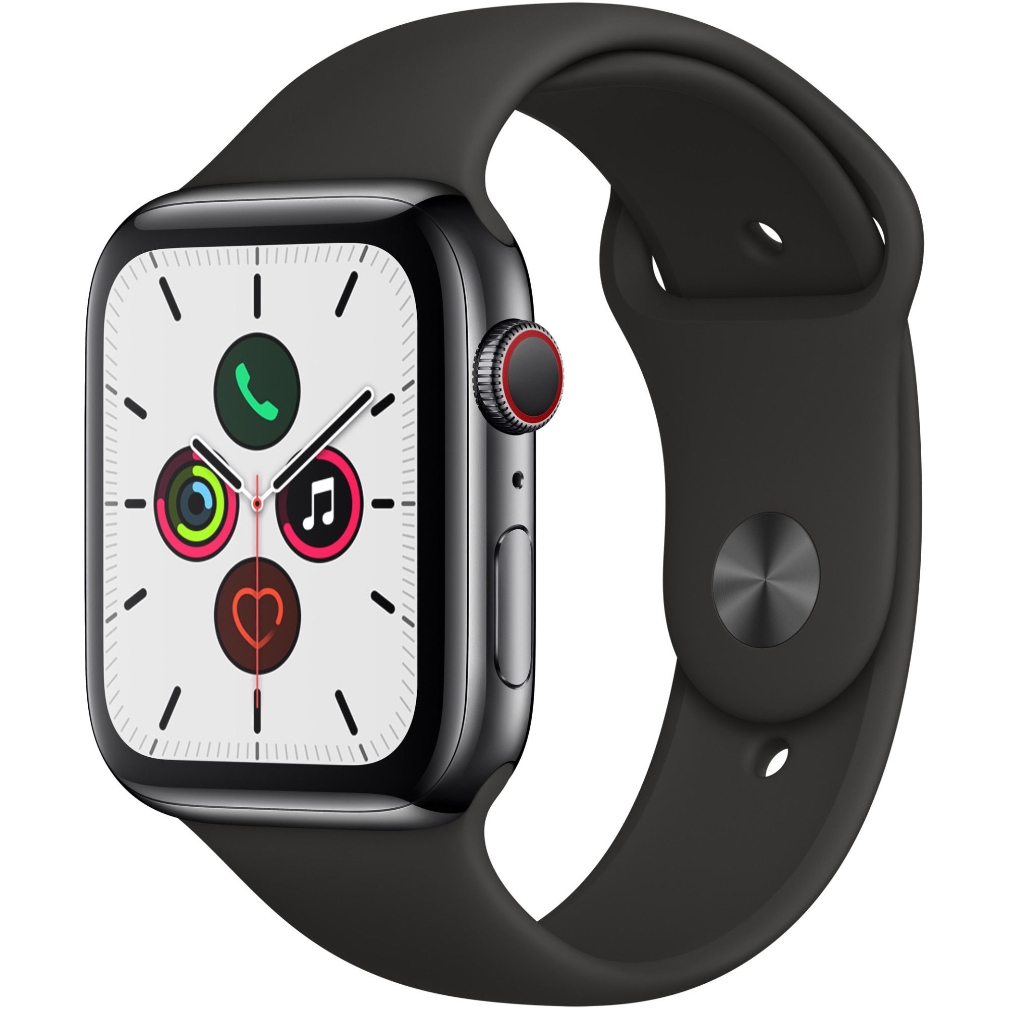 Smartwatch Apple Watch Series 5 GPS + Cellular 44mm 4G Carcasa Space Black Stainless Steel Bratara Sport Black - S/M & M/L