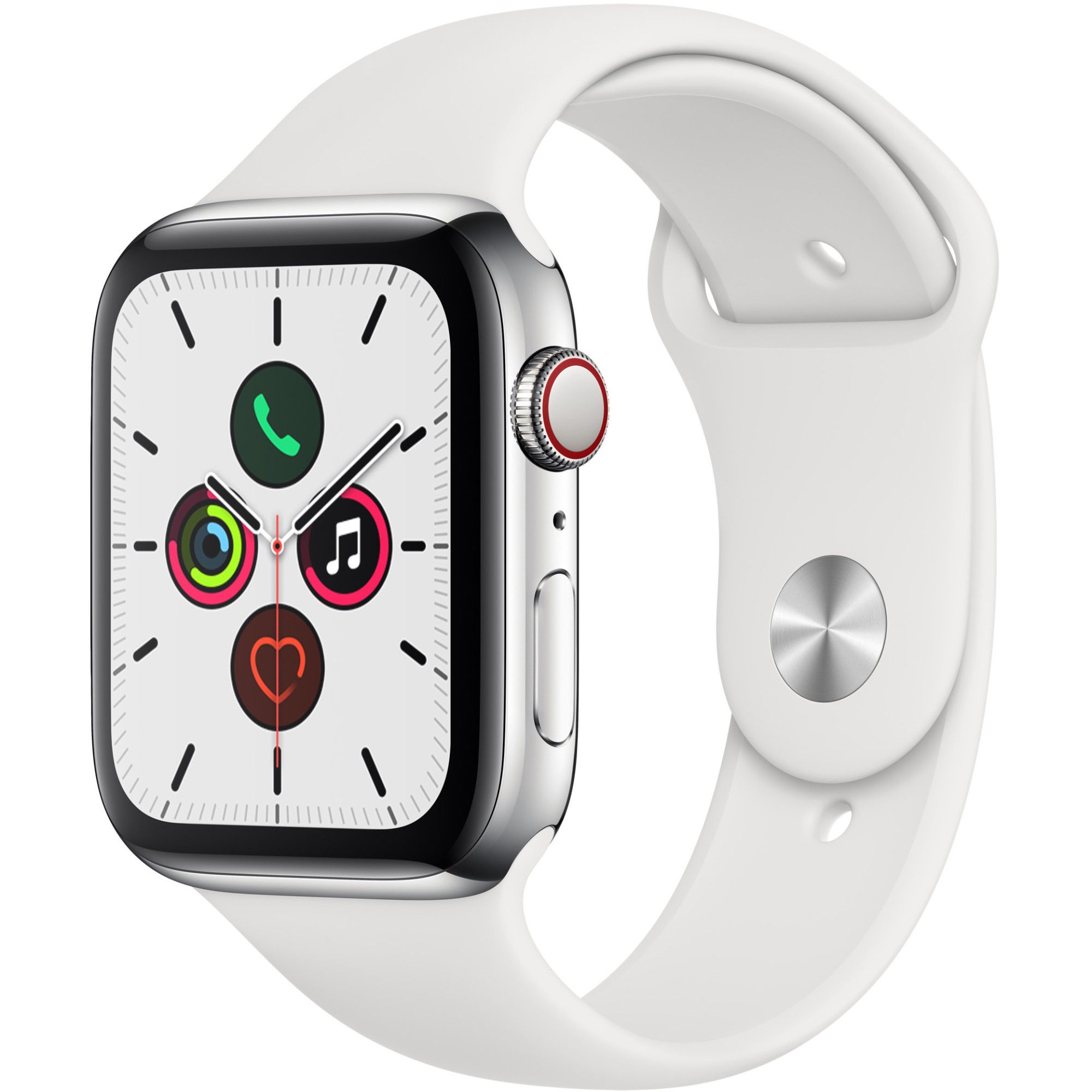 Smartwatch Apple Watch Series 5 GPS + Cellular 44mm 4G Carcasa Stainless Steel Bratara Sport White - S/M & M/L