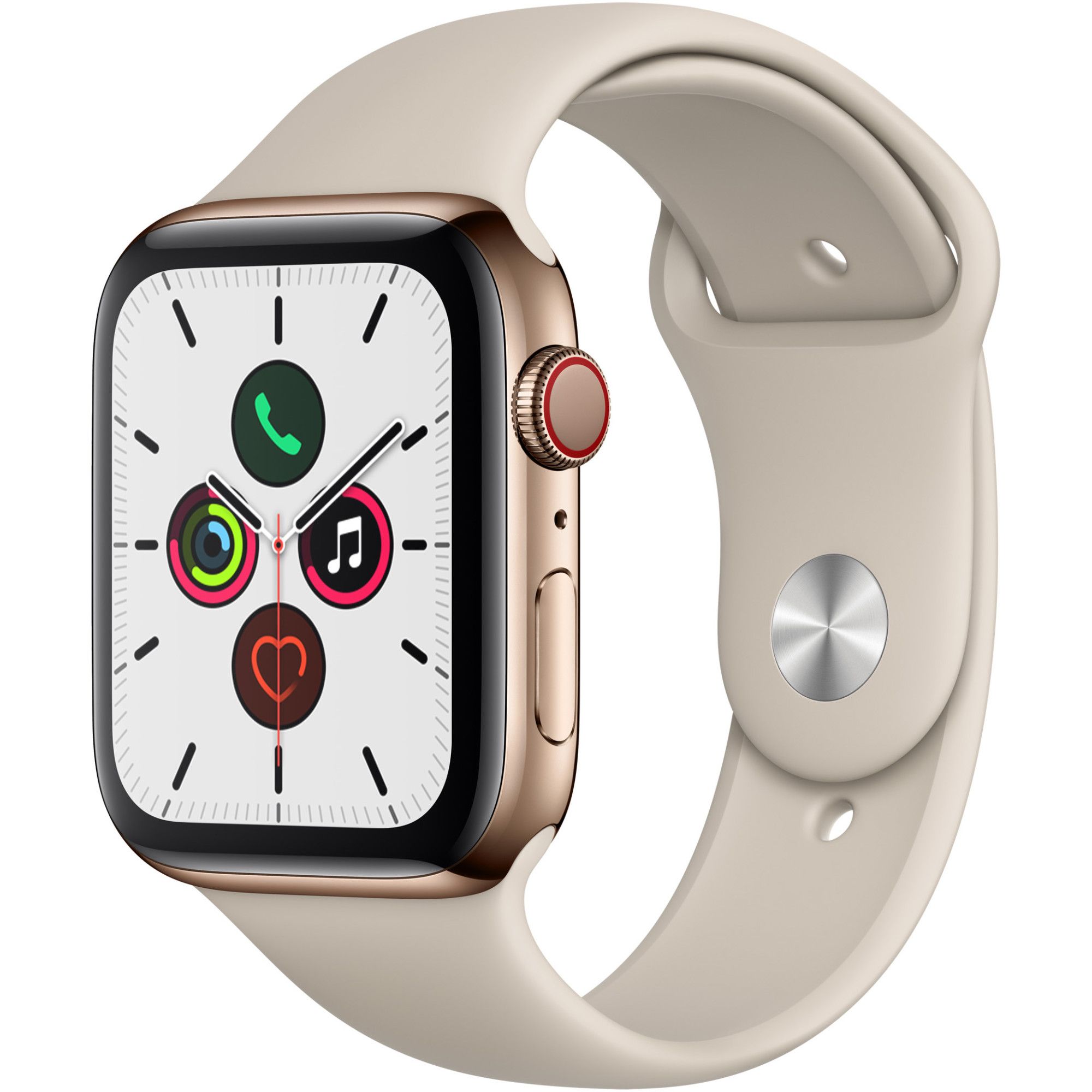 Smartwatch Apple Watch Series 5 GPS + Cellular 44mm 4G Carcasa Gold Stainless Steel Bratara Stone Sport - S/M & M/L