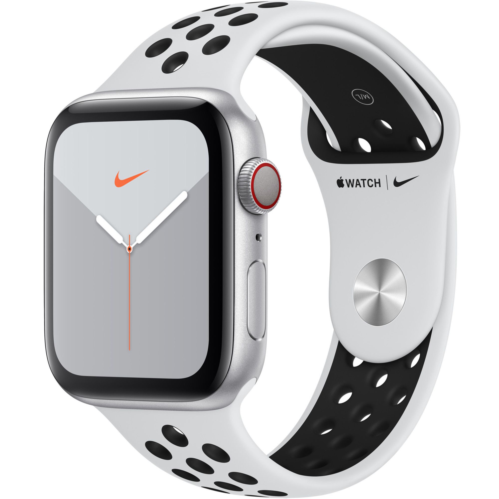 Smartwatch Apple Watch Nike 5 GPS + Cellular 44mm 4G Carcasa Silver Aluminium Bratara Pure Platinum/Black Nike Sport - S/M & M/L