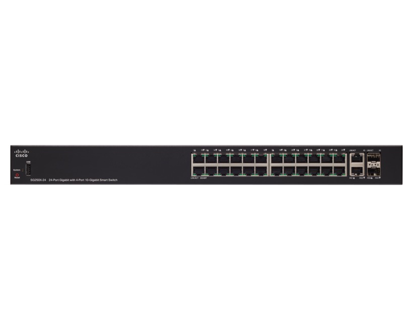 Switch Cisco SG250X-24-K9-EU cu management fara PoE 24x1000Mbps RJ45 2x SFP Uplink 2x RJ45 Uplink