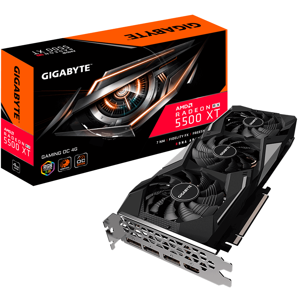 Placa Video Gigabyte Radeon RX 5500 XT GAMING OC 4GB GDDR6 128 biti