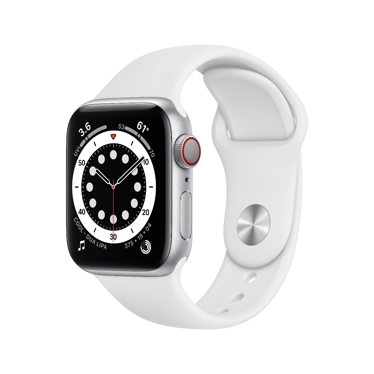 Smartwatch Apple Watch Series 6 GPS + Cellular 40mm 4G Carcasa Silver Aluminium Bratara White Sport Band