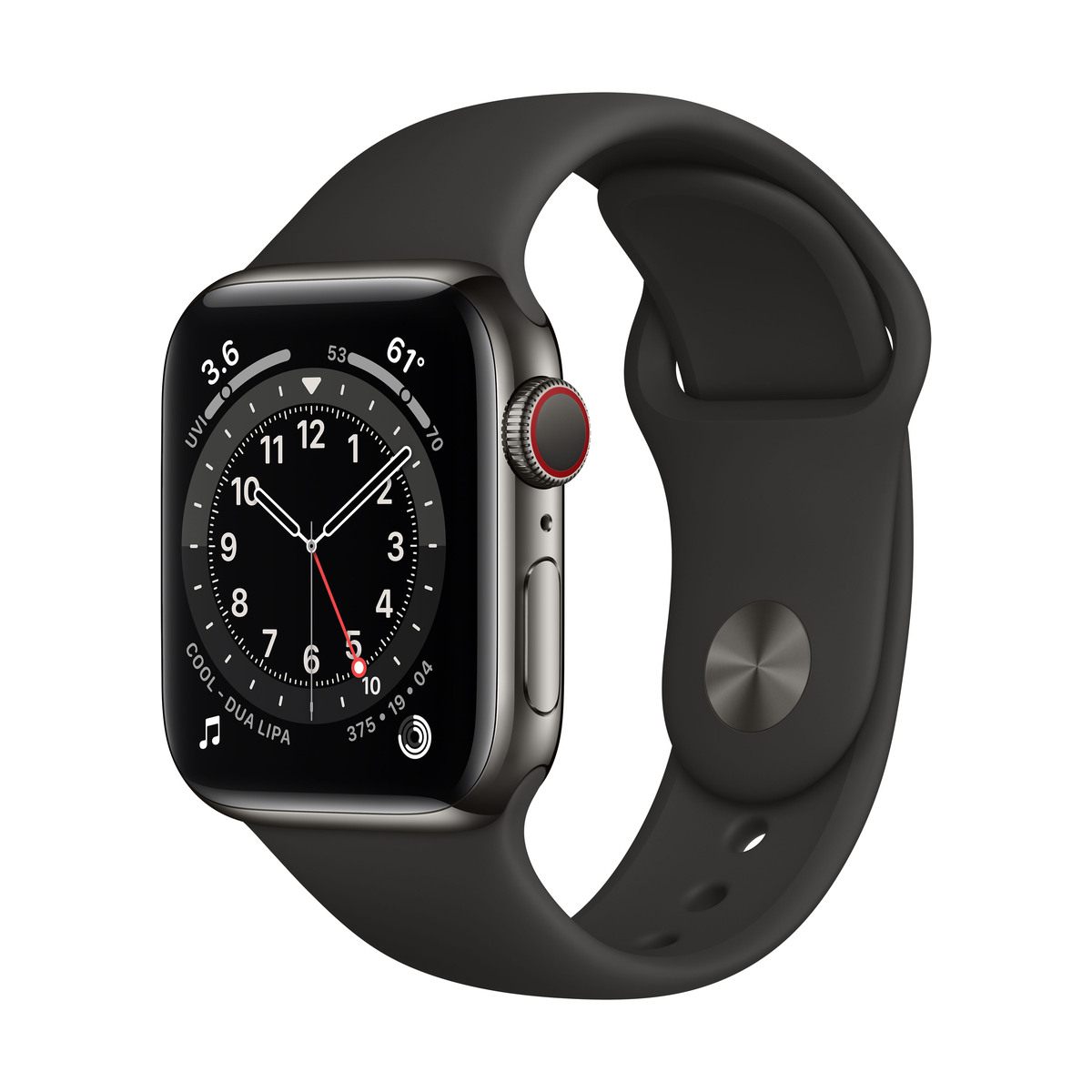 Smartwatch Apple Watch Series 6 GPS + Cellular 40mm 4G Carcasa Graphite Stainless Steel Bratara Black Sport Band