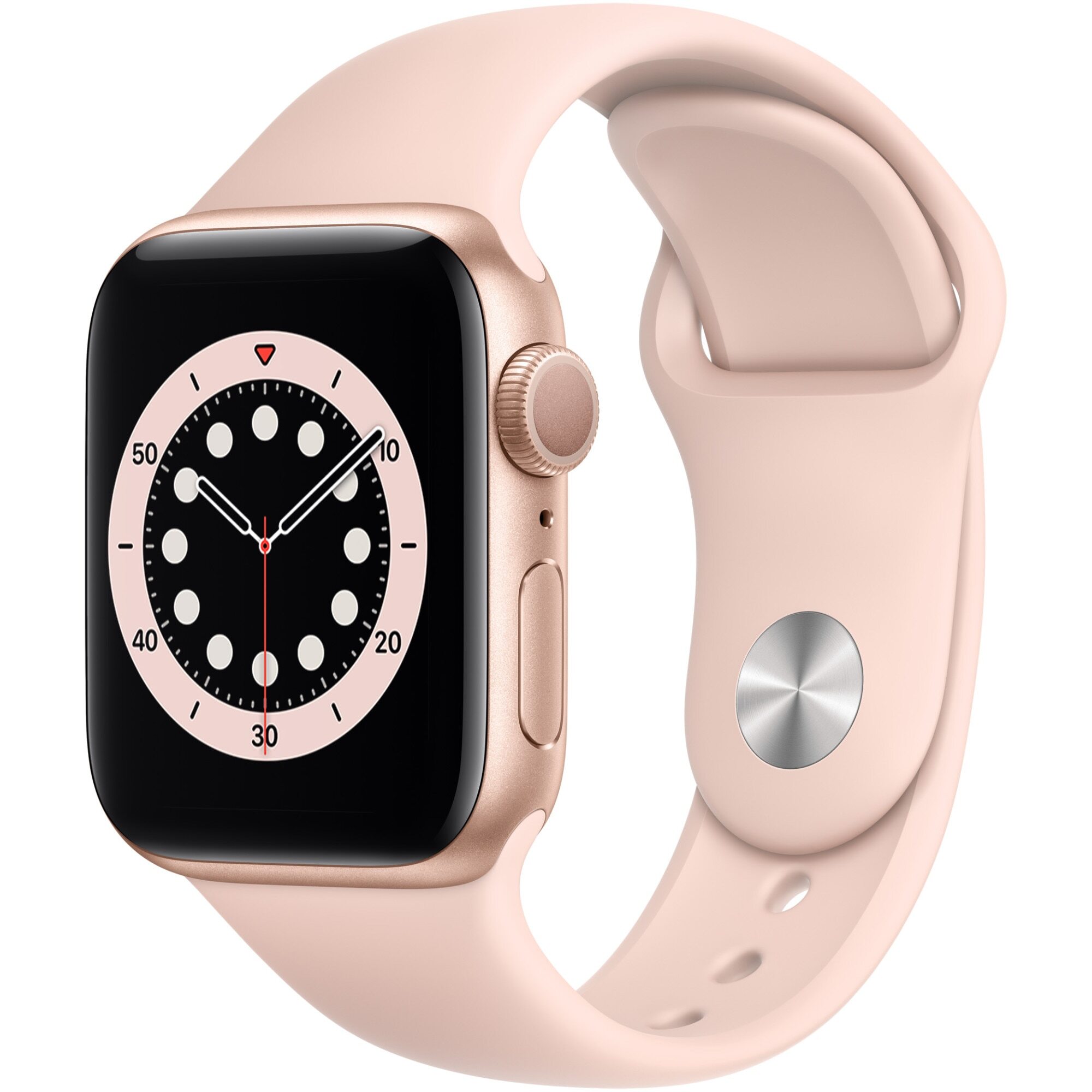 Smartwatch Apple Watch Series 6 GPS 44mm Carcasa Gold Aluminium Bratara Pink Sand Sport Band