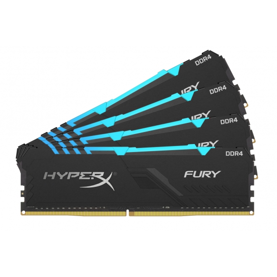 Memorie Desktop Kingston HyperX Fury RGB 64GB(4 x 16GB) DDR4 3466Mhz CL17