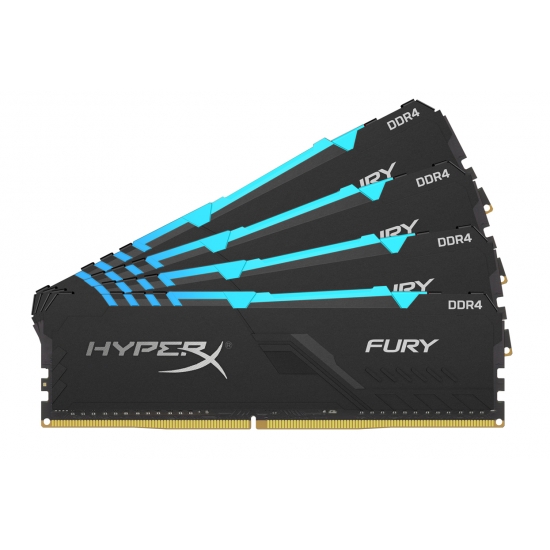 Memorie Desktop Kingston HyperX Fury RGB 64GB(4 x 16GB) DDR4 2400Mhz CL15