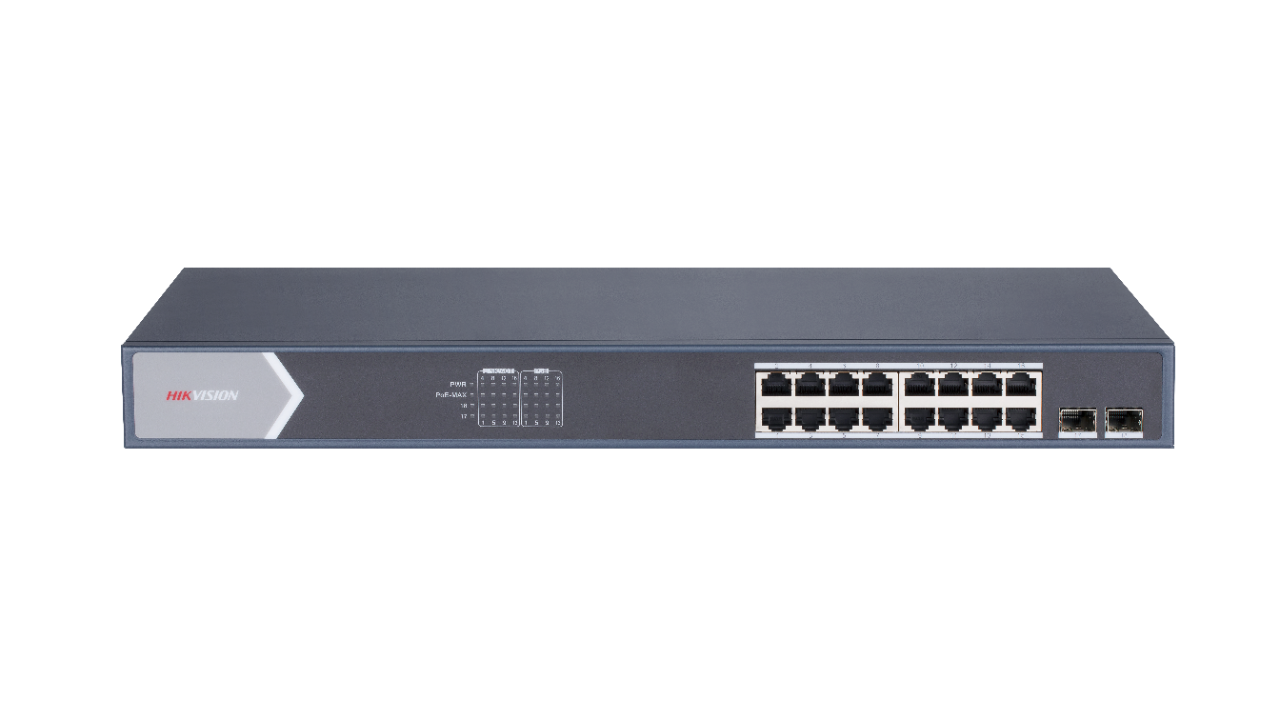 Switch Hikvision DS-3E1518P-E cu management cu PoE 16x1000Mbps RJ45 + 2xSFP