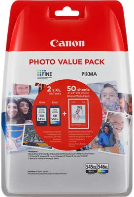 Pachet Cartuse Canon PG545XL/CL546XL + hartie foto GP-501 50 coli