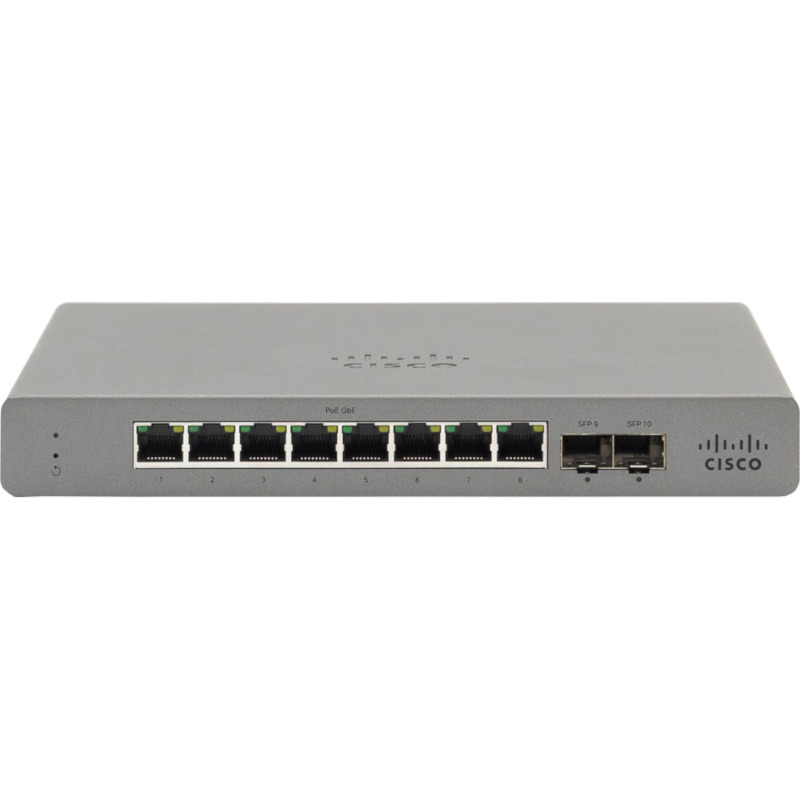 Switch Cisco Meraki Go GS110-8P-HW cu management cu PoE 8x1000Mbps-RJ45 (8xPoE) + 2xSFP