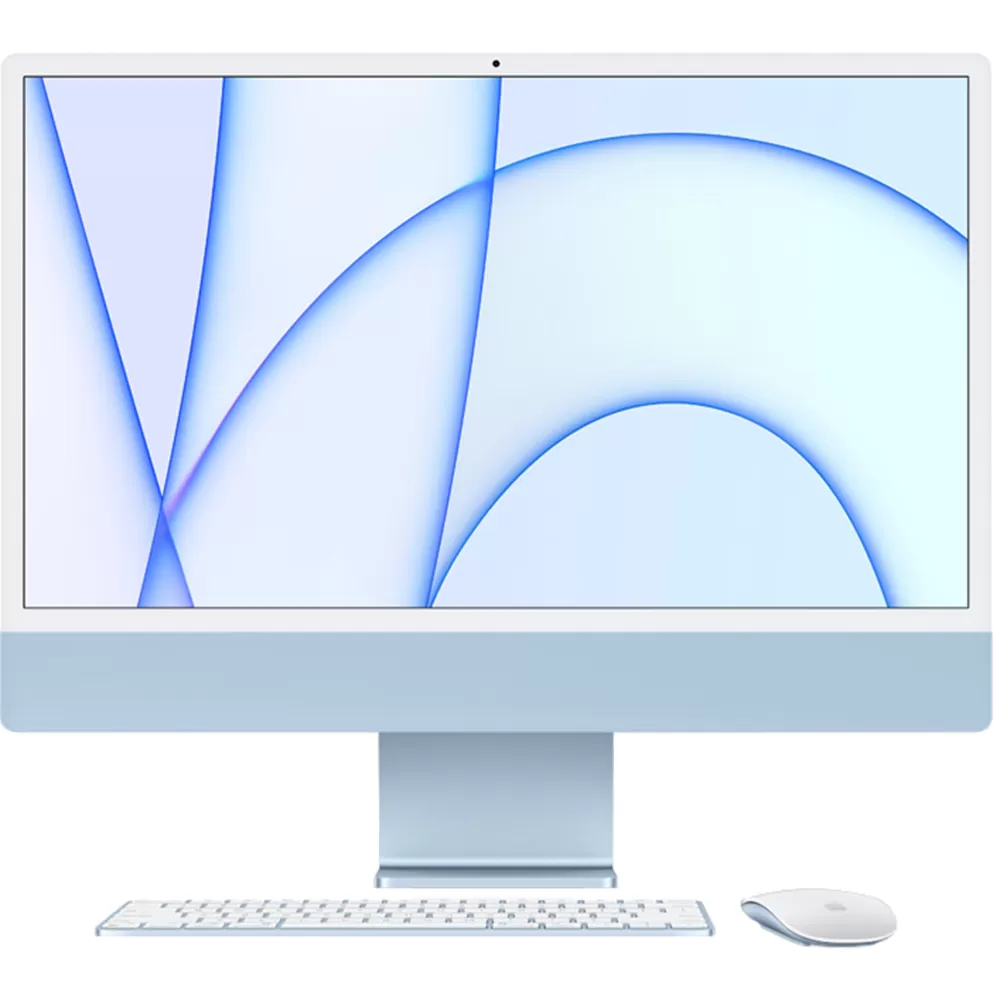 Sistem All-In-One Apple iMac 2021 24" Retina 4.5K Apple M1 8-core CPU 8-core GPU RAM 8GB SSD 256GB Tastatura RO Mac OS Big Sur Blue