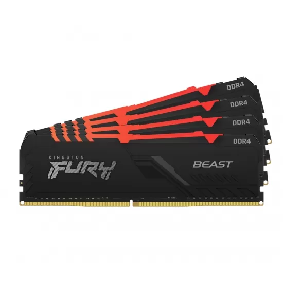 Memorie Desktop Kingston Fury Beast Black RGB 32GB(4 x 8GB) DDR4 3600Mhz