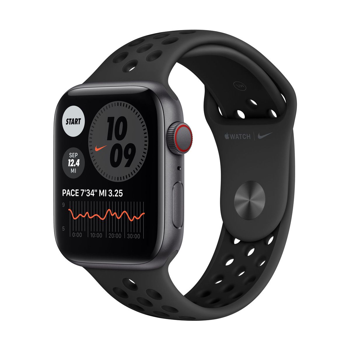 Smartwatch Apple Watch Nike SE GPS + Cellular 44mm 4G Carcasa Space Gray Aluminium Bratara Anthracite/Black Nike Sport Band