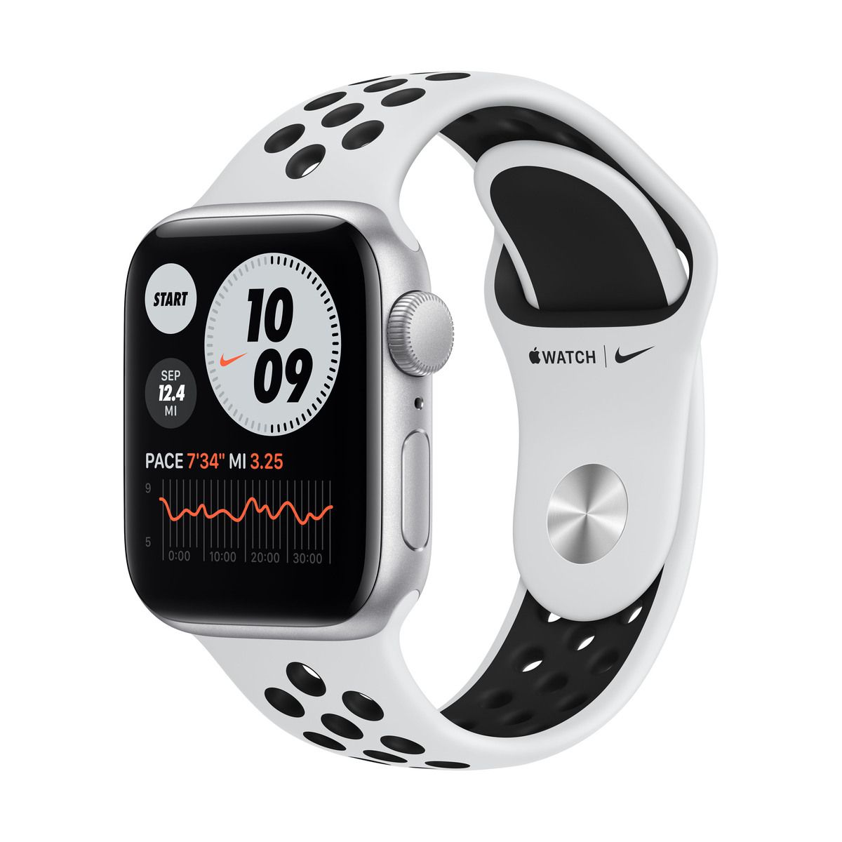 Smartwatch Apple Watch Nike SE GPS 44mm Carcasa Silver Aluminium Bratara Pure Platinum/Black Nike Sport Band