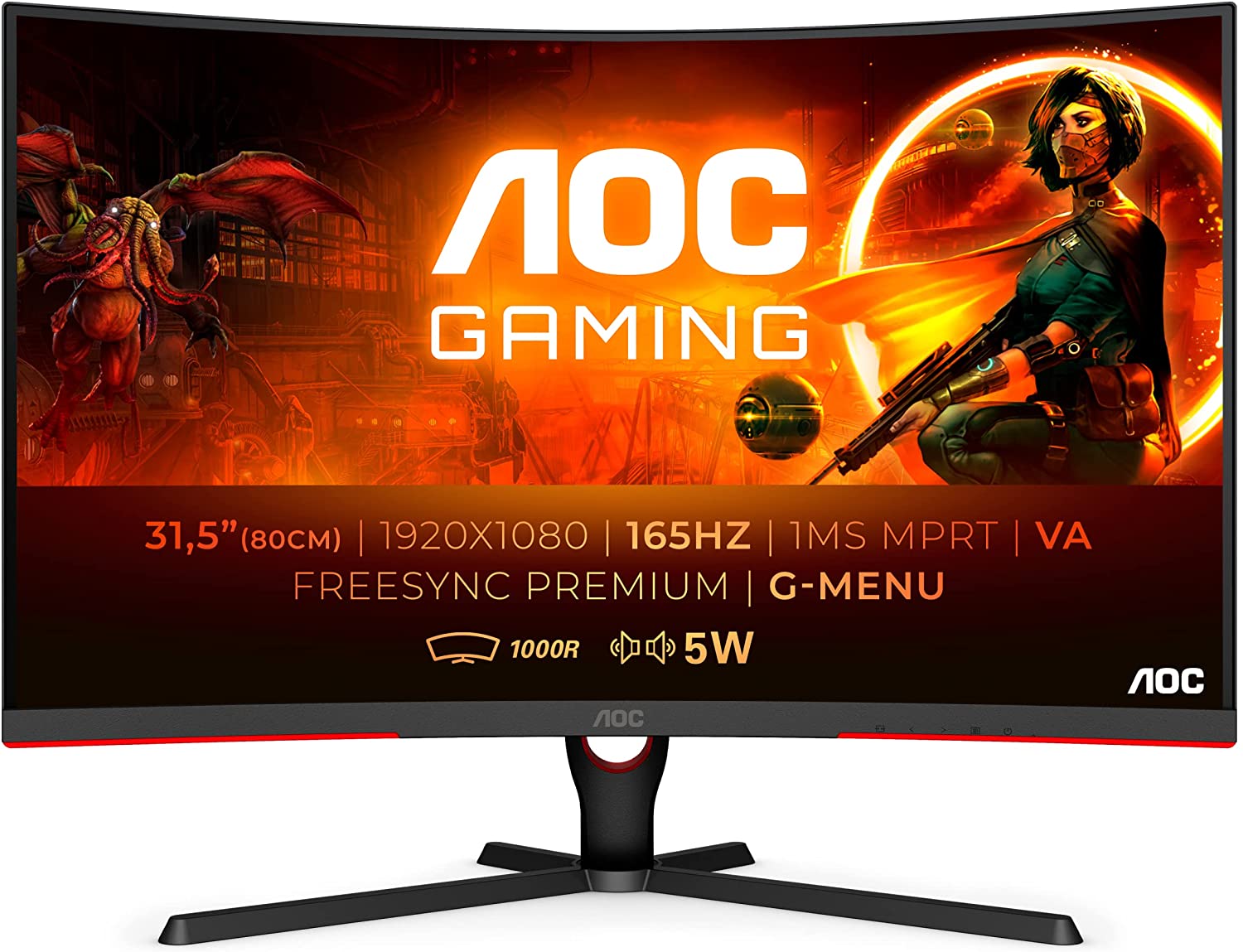 Monitor LED AOC C32G3AE/BK Curbat 31.5" Full HD 4ms Negru