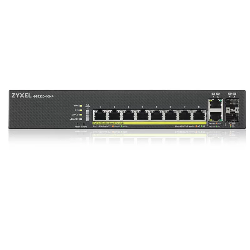 Switch ZyXEL GS2220-10HP cu management cu PoE 8x1000Mbps + 2xSFP