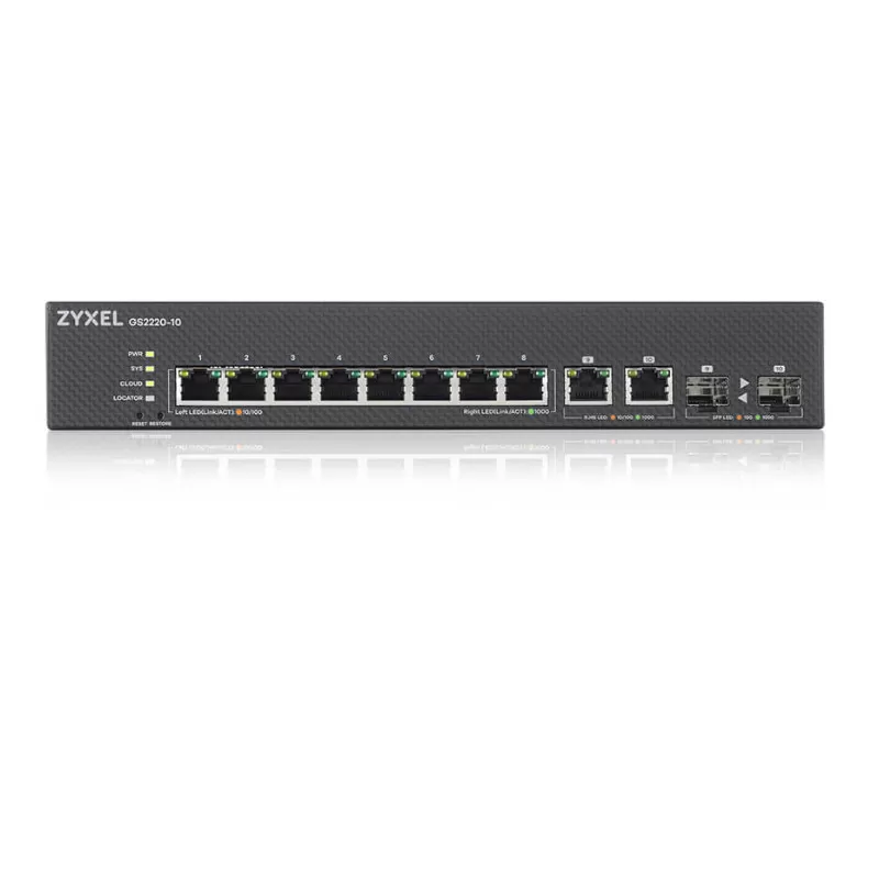 Switch ZyXEL GS2220-10 cu management fara PoE 8x1000Mbps + 2xSFP