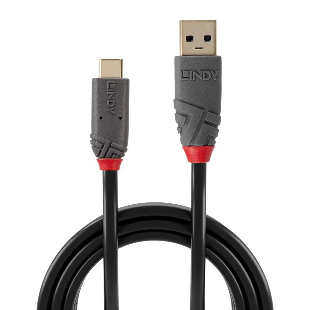 Cablu Lindy 36912 USB 3.2 Type A to C 10Gbps 5A PD Anthra Line 1.5m