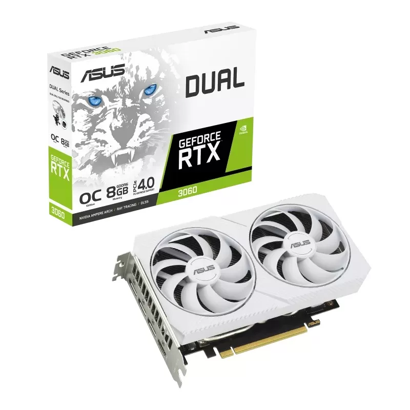 Placa Video ASUS GeForce Dual RTX 3060 8G OC White 8GB GDDR6 128 biti